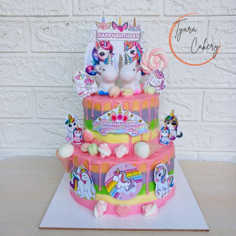 

KHUSUS OFFLINE | Unicorn Cake | Kue Ultah Tema Unicorn 2 Tingkat