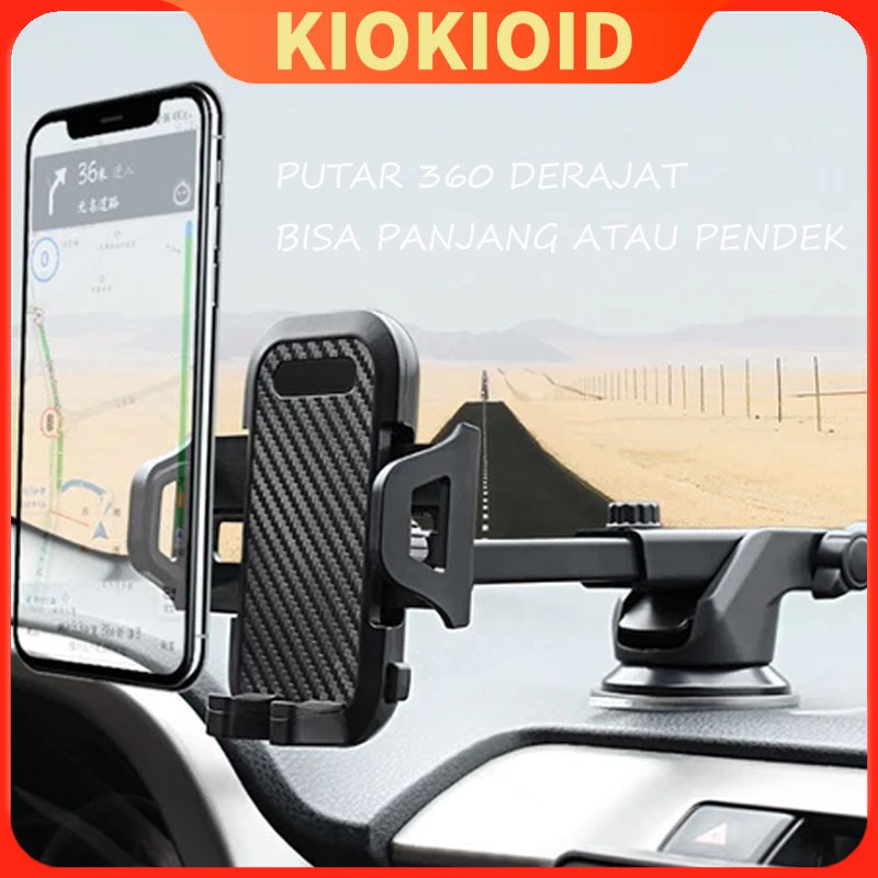 Dudukan Ponsel Mobil Universal Fleksibel Penjepit Hape Dashboard Kaca Angin Bisa Diputar 360 Derajat