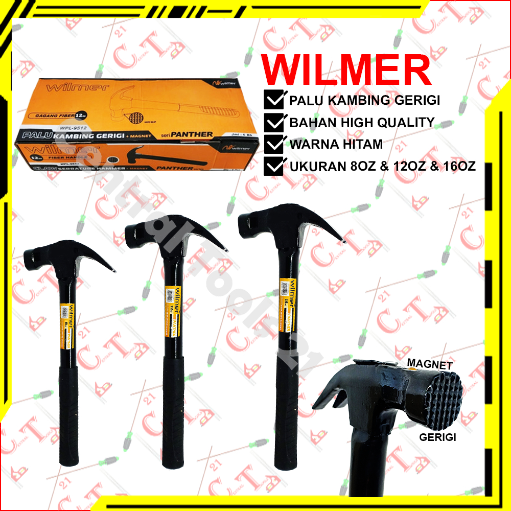 Palu Kambing 16OZ Gerigi Gagang Besi Wilmer / Martil Hammer