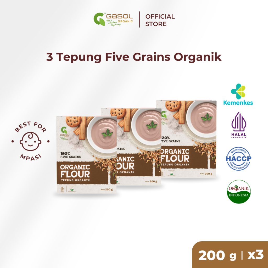 GASOL Tepung Five Grains Makanan Bayi MPASI 200gr x 3