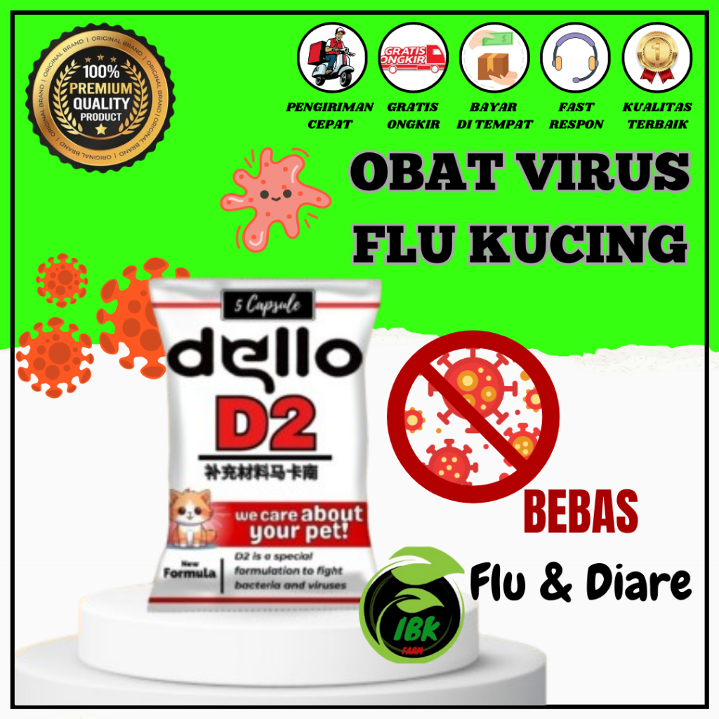 Obat Virus Flu Kucing D2 Kapsul Bebas Flu Pilek Dan Virus Solusi Anabul Anda Tetap Sehat INBEKEN