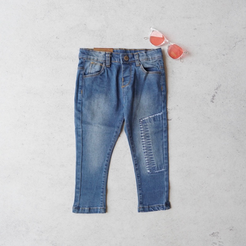 Sashiko Kids Patch Denim Pants | size 9m-4y | pakaian celana panjang jeans anak unisex