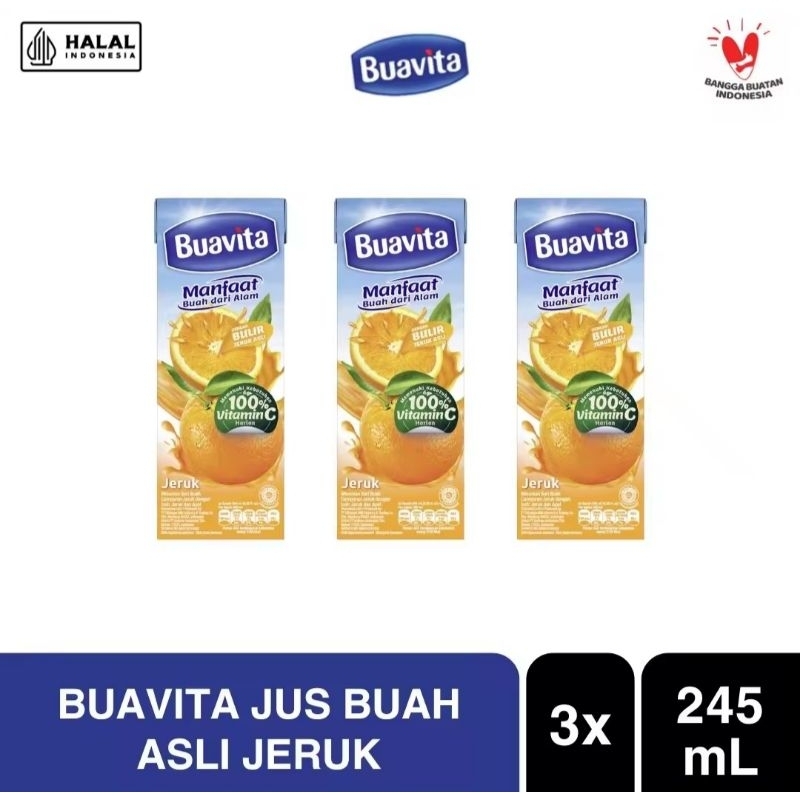 

[Paket Isi 3] BUAVITA Jus Buah Asli Jeruk 245 ml