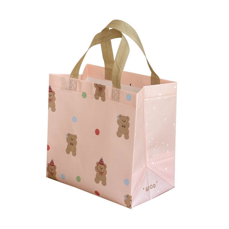 

Paper Bag Kain Bear Pink Kantong Vintage Gift Bag M Go Green