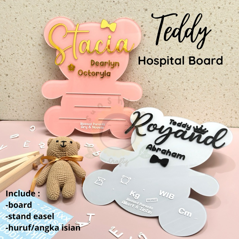 TEDDY HOSPITAL BOARD | hospital board bear | papan nama bayi | baby board