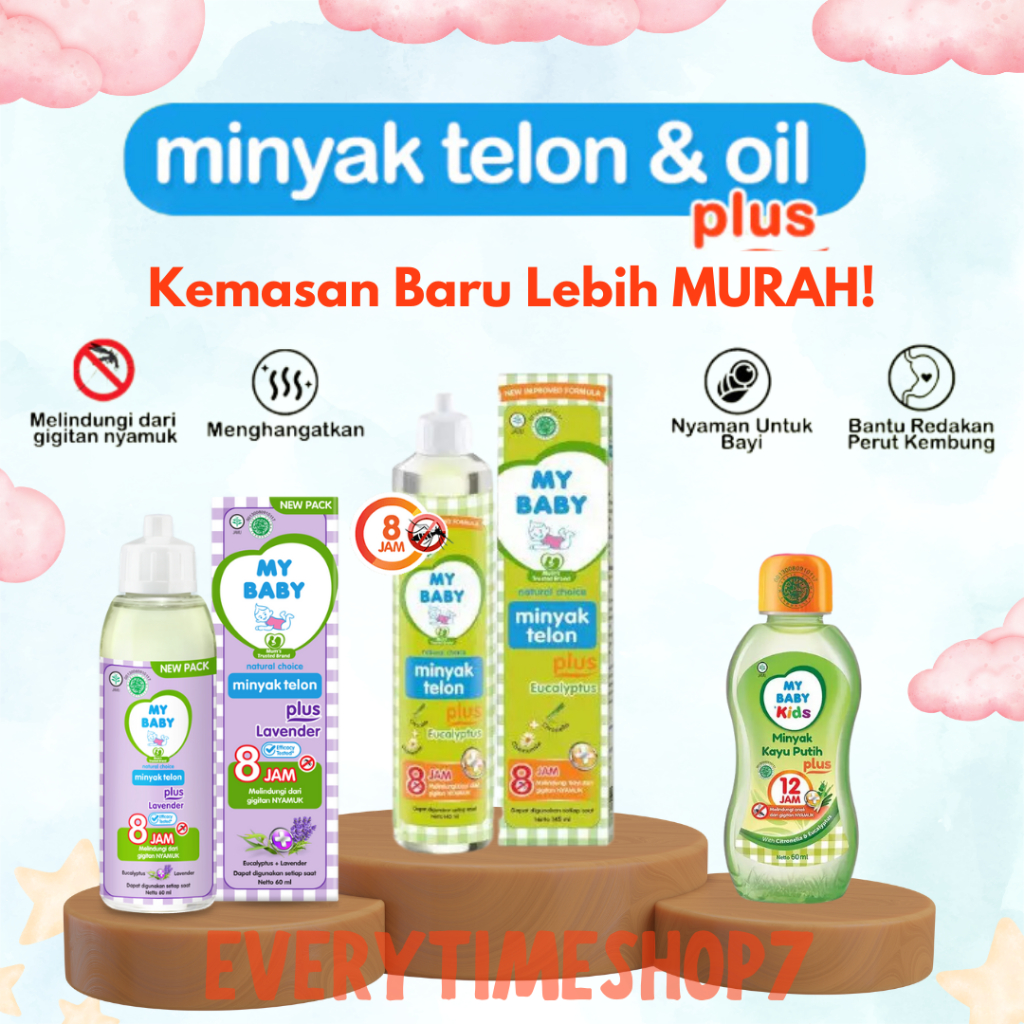 My Baby Minyak Telon & Kayu Putih Eucalyptus / Lavender 60ml, 90ml, dan 150ml [ANTI Nyamuk Hingga 8 