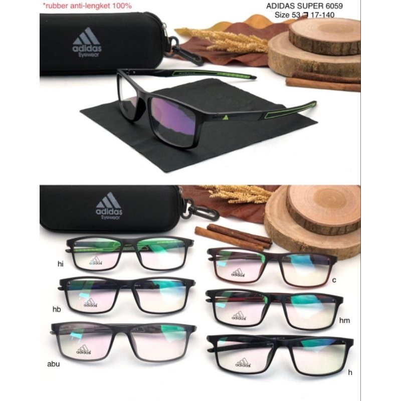 frame kacamata sporty kotak pria wanita adidas 6059