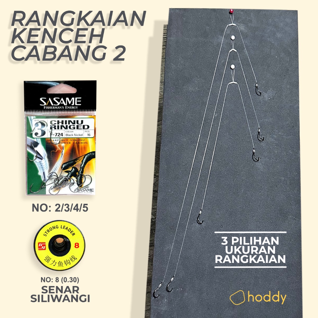 Rangkaian Pancing Kenceh 2 Kail - Senar Siliwangi 8 - Sasame Chinu Ringed