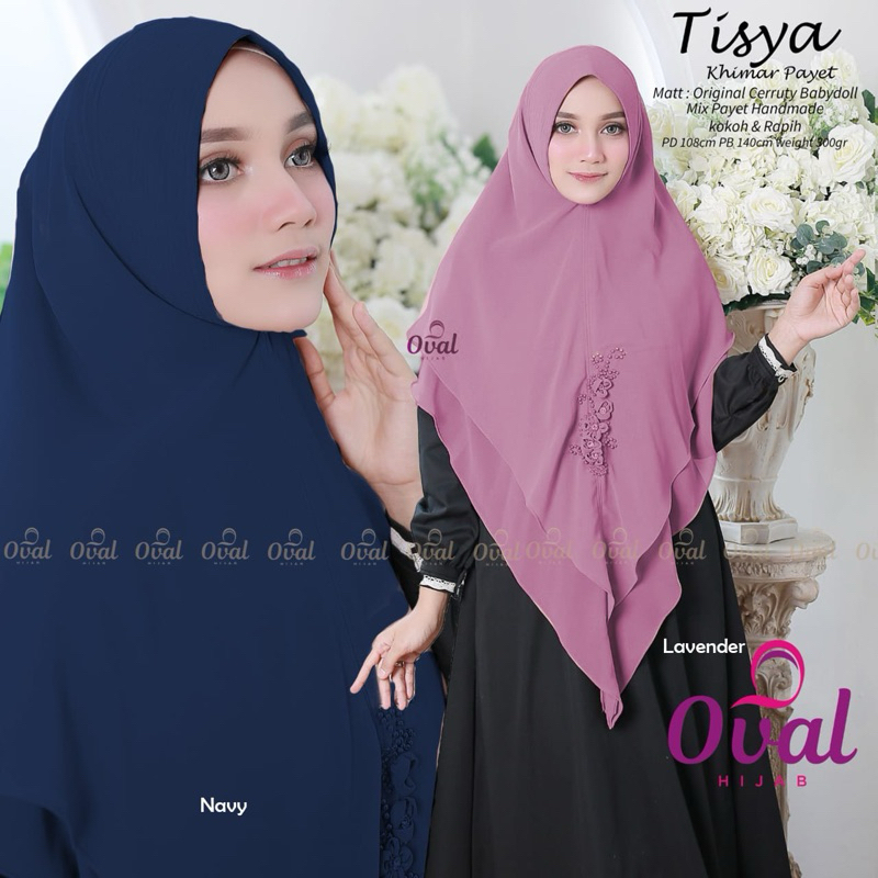 Tisya Khimar Original Oval Hijab Khimar Payet Ceruty Babydoll Khimar Oval
