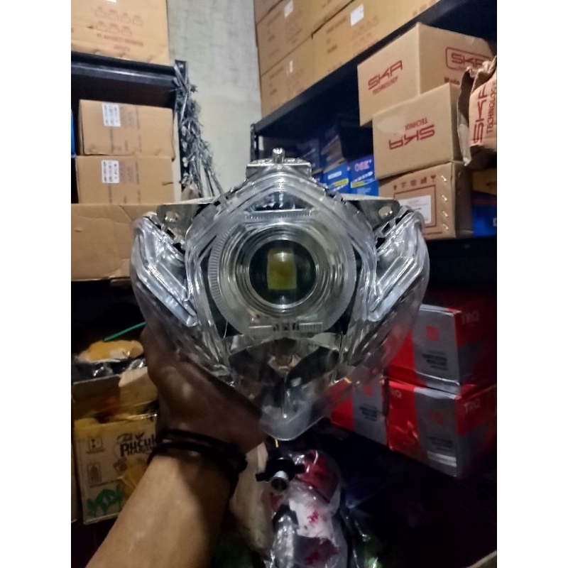 Headlamp Reflektor Lampu Depan Satria Fu Barong Tanpa Frame Custom Biled Ala Ala 4.5 Inchi Cahaya Su