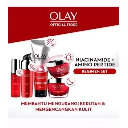Olay Regenerist Set Niacinamide Skincare Antiaging - Cream Pelembab, Serum Wajah, Cleanser, Essence