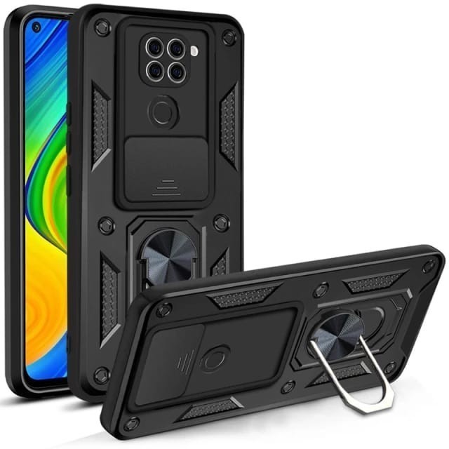 Redmi Note 8 9 10 10s 11 12 13 / Pro Pro+ Plus 4G 5G Hardcase HHCam Protection Robot Ring Hard Case 