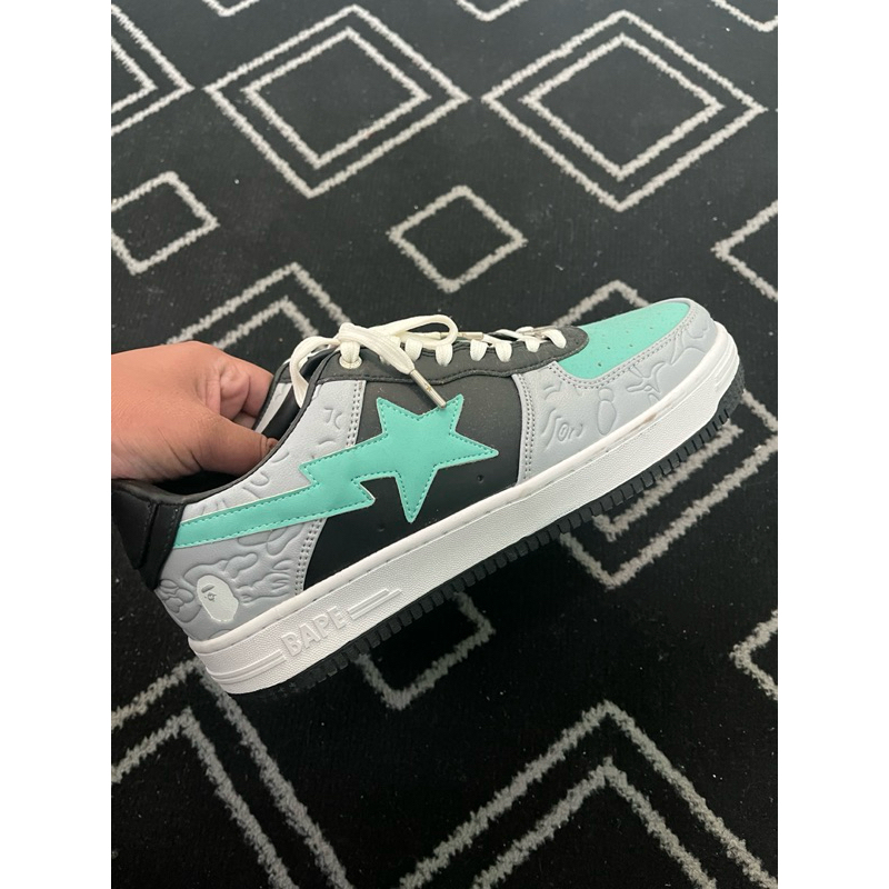 Bathing Ape Bapesta Low Gray Green Size 45