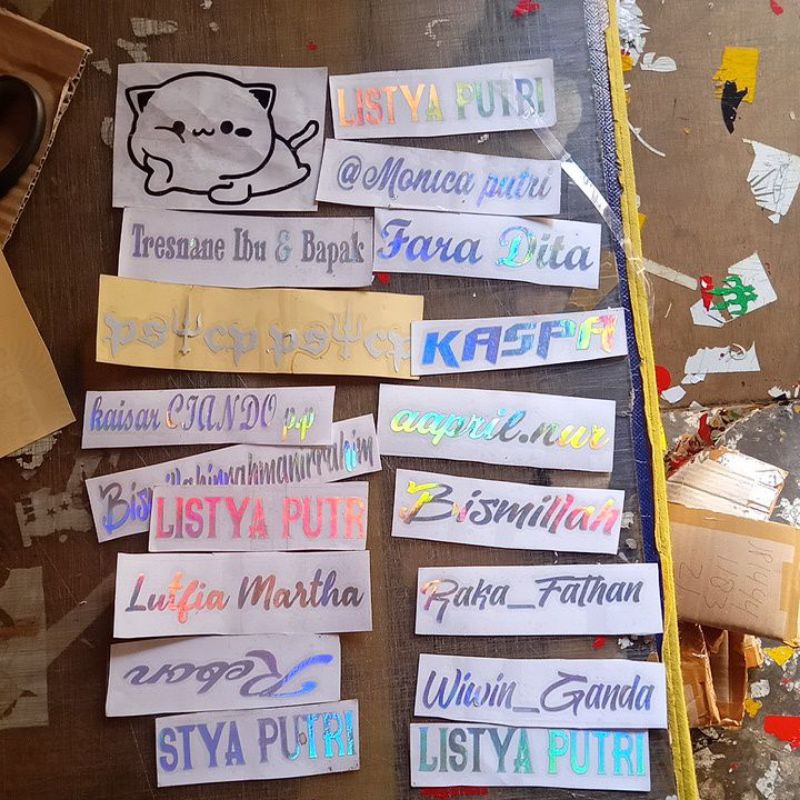 

costum nama stiker anda tulisan bebas