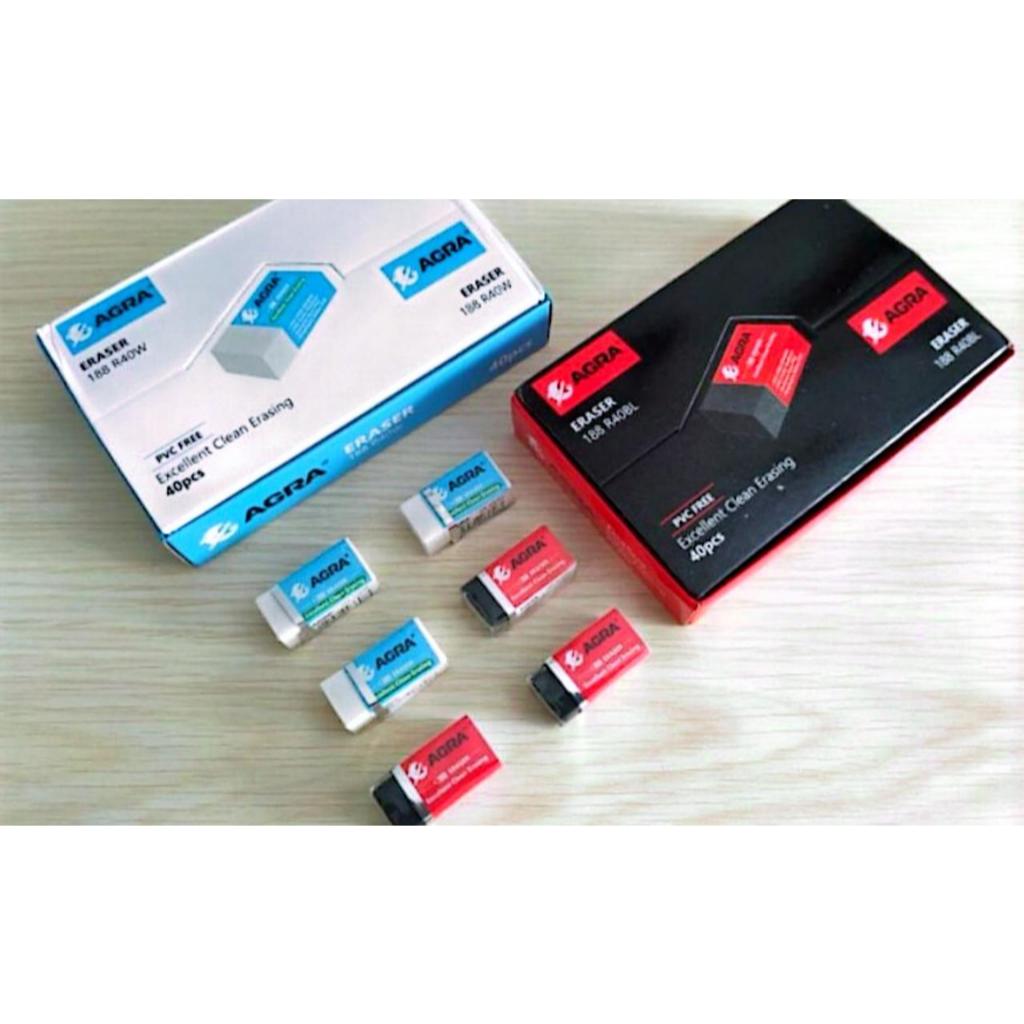 

[1 Kotak] Eraser Kecil Agra Hitam Putih / Stip / Penghapus Pensil Kecil Agra Hitam Putih