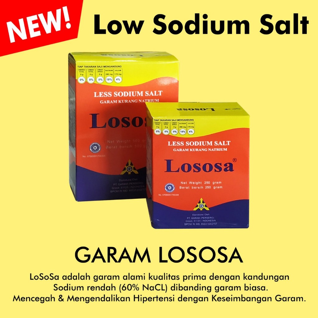 

Garam Lososa 500 GR | Garam Rendah Natrium | Less Sodium Salt