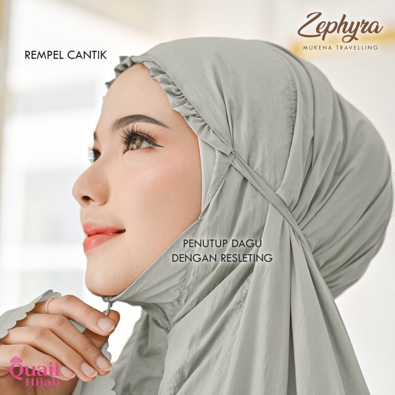 MUKENA TRAVELLING ZEPHYRA, MUKENA DEWASA POLOS KOREAN, ORIGINAL QUAIL HIJAB