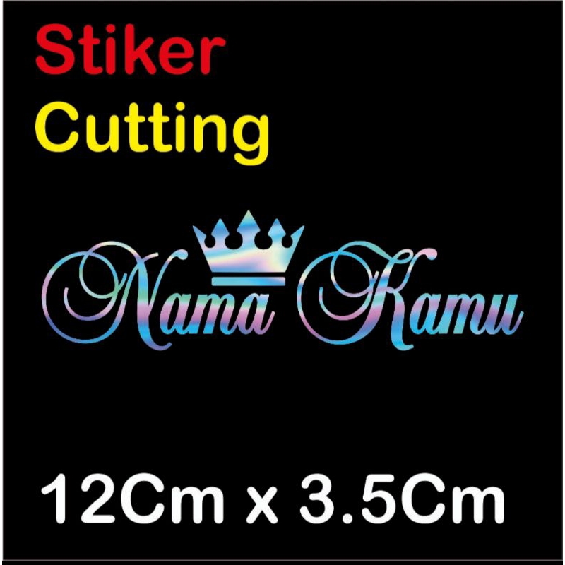 

stiker cutting mahkota nama custom