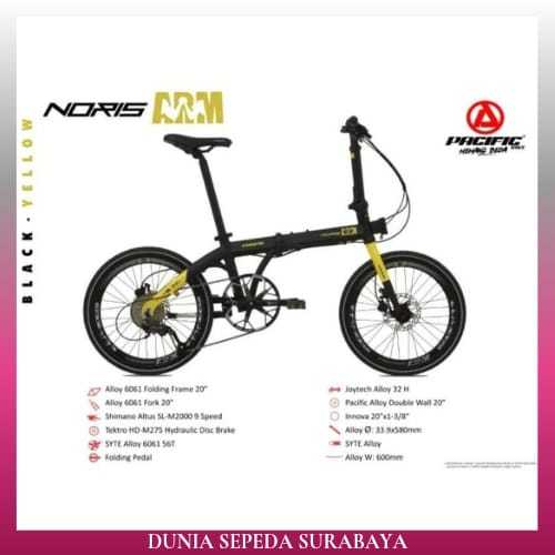 SEPEDA LIPAT 16 INCH PACIFIC NORIS ARM ALLOY 9 SPEED,SEPEDA READY SEMUA WARNA - TERBAIK