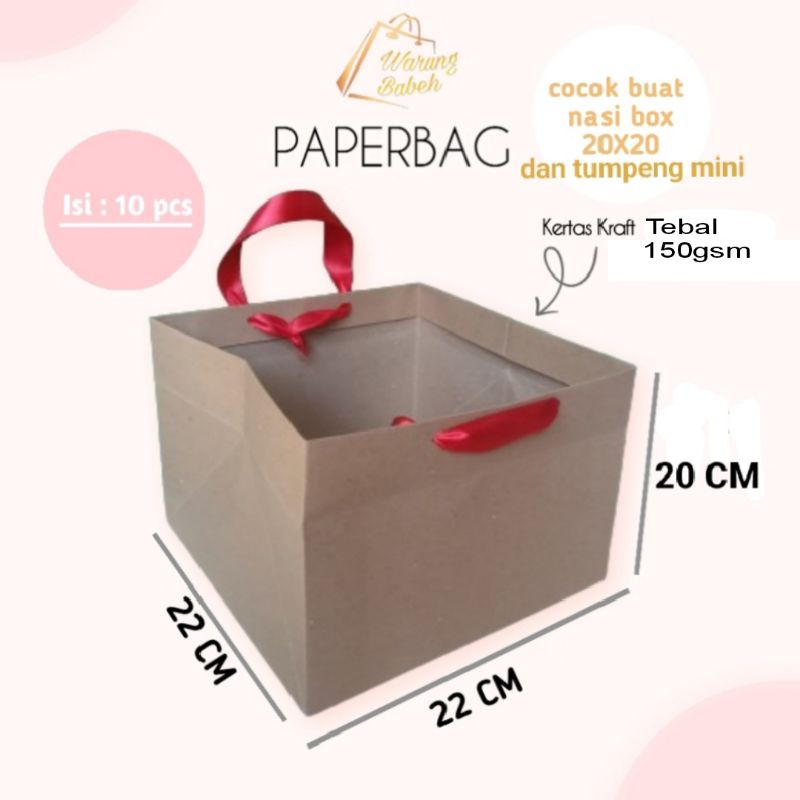 

paperbag uk 22x22x20, untuk tumpeng mini, besek, kue, dus snacks, hampers, souvenir, dll