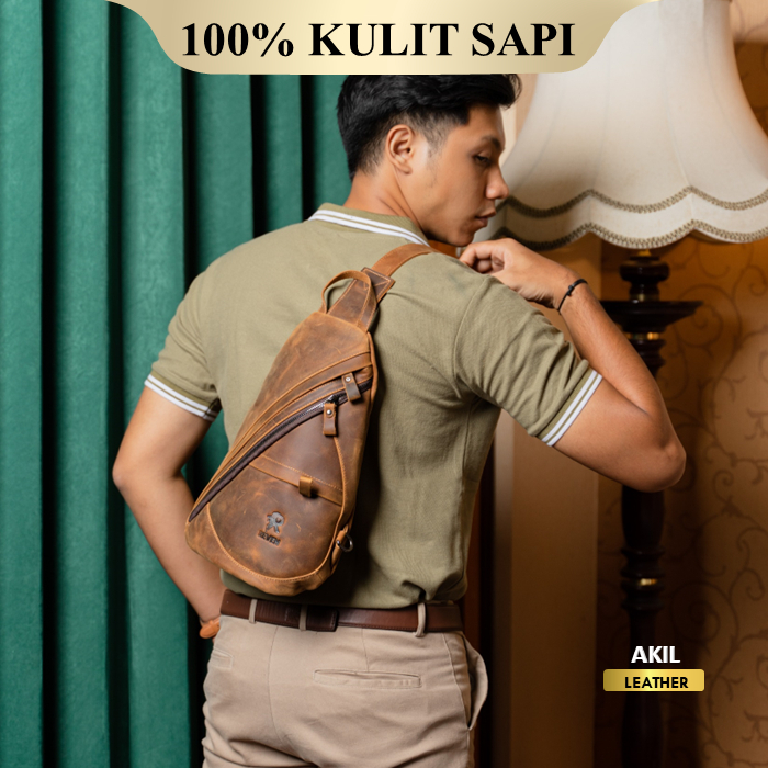Tas Selempang Kulit Sapi Asli Pria Original 100% Premium Reven Mirage Leather Bag
