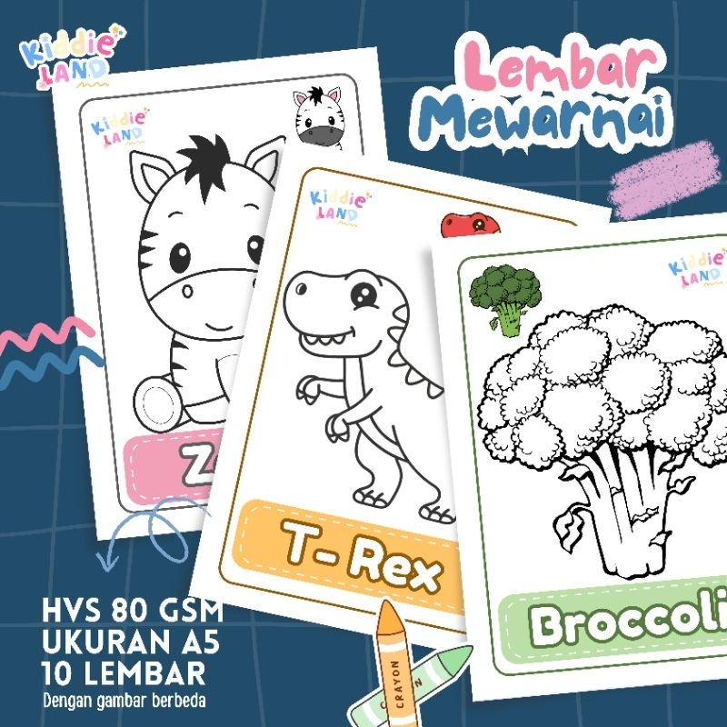 

KIDDIE LAND Worksheet lembar kerja kertas mewarnai gambar belajar mewarna coloring sheet bukan buku mewarnai untuk anak usia 2 3 4 5 6 7 tahun lembar aktivitas mewarnai anak edukasi banyak tema ukuran A5 full color coloring page untuk anak paud TK dan SD