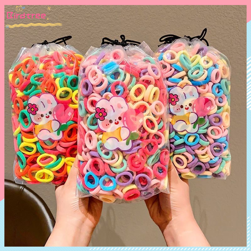 COD 100 PCS Ikat Karet Rambut Donat Elastis Mini Ikat Rambut Korea Warna Warni Aksesoris Rambut Anak
