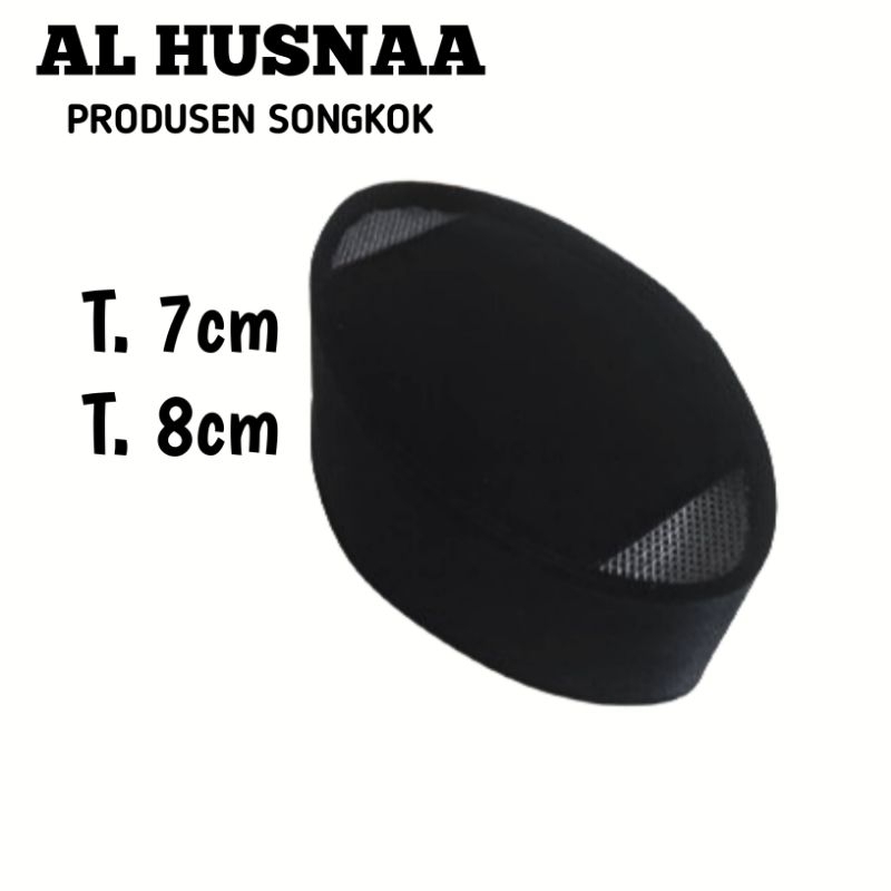 Peci Hitam Songkok Hitam Kopiah Hitam Polos Tinggi 7cm 8cm Berbahan beludru Berkualitas Berbulu Halu