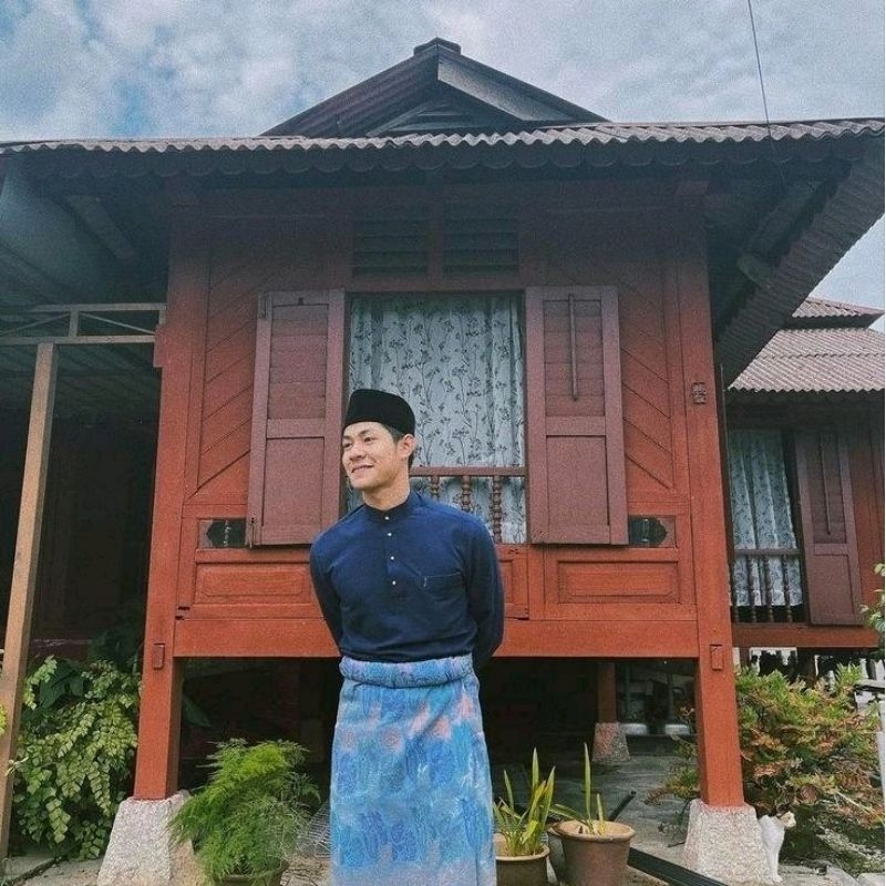 Cod-Pakaian Adat Riau Cekak Musang Bahan Baloteli Stelan Adat Melayu Pria Dewasa Teluk Belanga Asli 