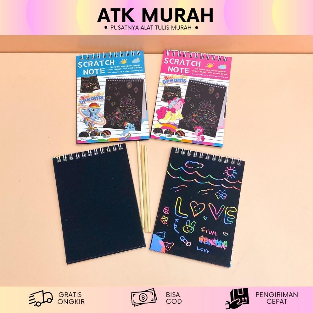 

Buku Stratch Book Drawing My Little Pony A5/ mainan anak scratch book / buku gosok gesek warna free pensil gosok / Buku mainan edukasi kreativitas anak