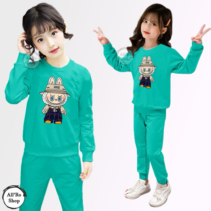 Setelan Anak Motif LABUBU Setcel anak motif viral bahan babyterry adem nyaman dipakai setelan olahra