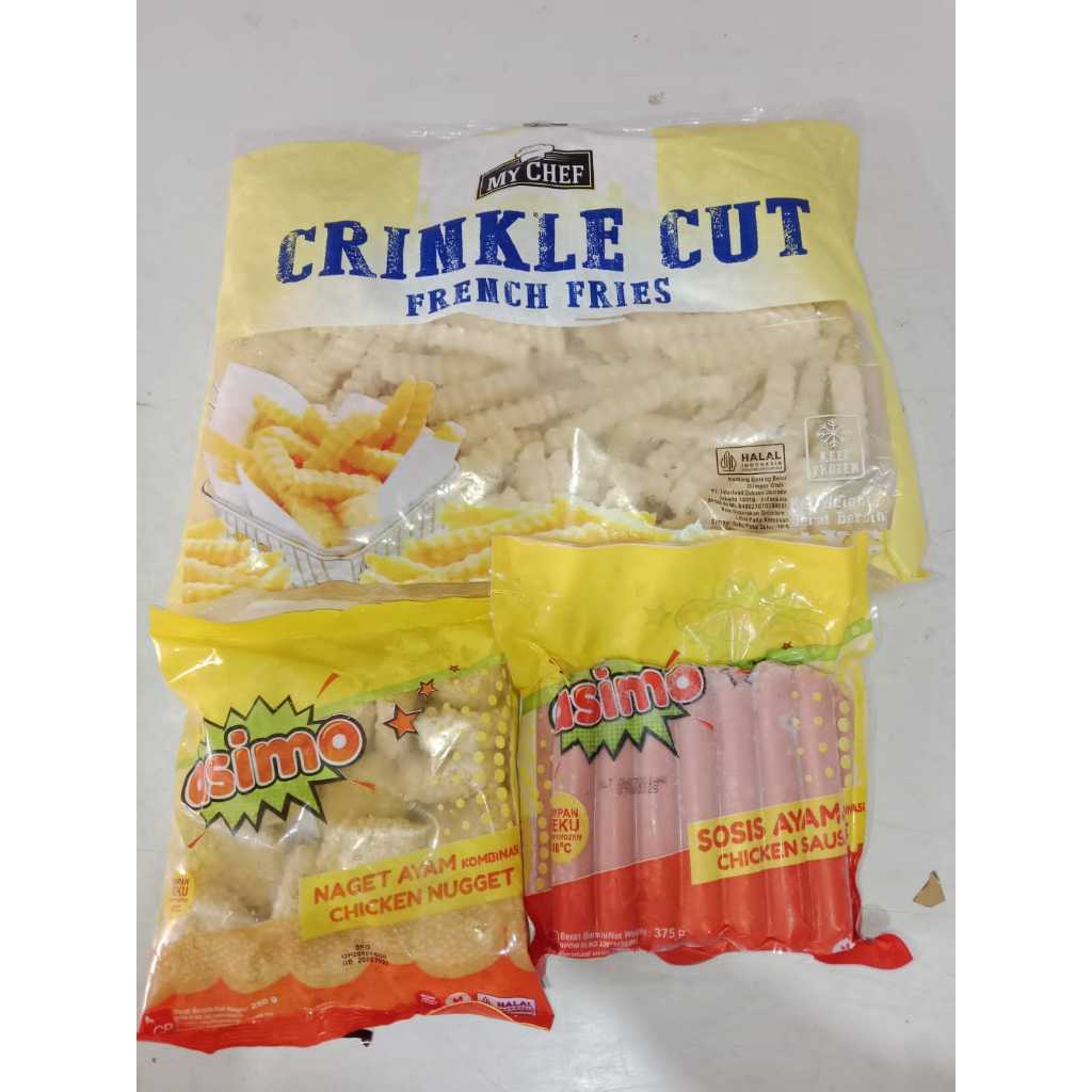 

Paket Kentang Crinkle Sosis Nugget ASIMO (Merk Kentang Random)