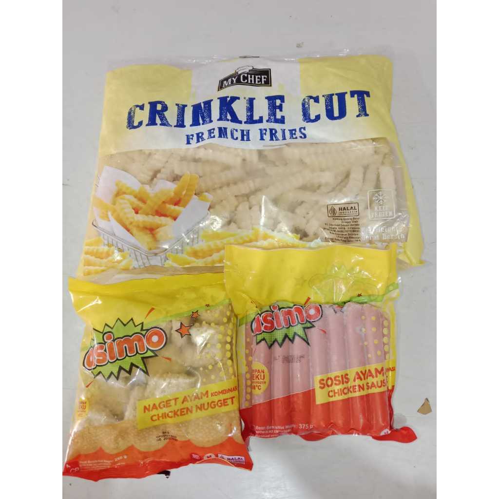 

Paket Kentang Crinkle Sosis Nugget ASIMO (Merk Kentang Random)