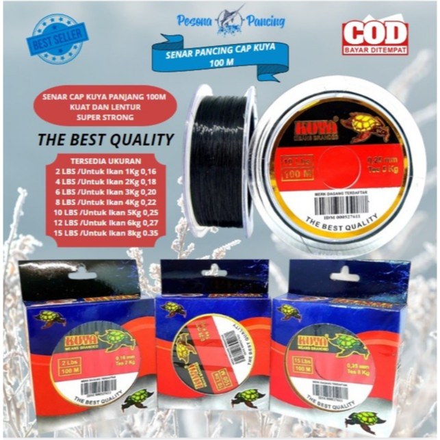 Senar Pancing CAP KUYA ASLI DUS MERAH Panjang 100M Kuat dan Lentur SUPER STRONG Best Seller