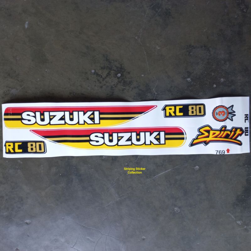 Sticker Striping Motor Suzuki RC 80 Spirit Merah Kuning list body rc 80 Kuning Merah Tahan Pernis Pr