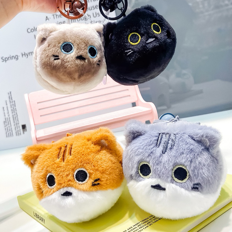 Gantungan tas kunci boneka kucing bersuara premium