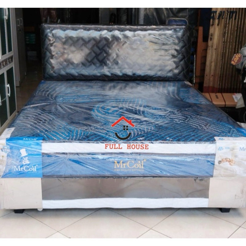 kasur springbed tempat tidur divan dan sandaran mr coil fuji murah meriah dengan pillowtop