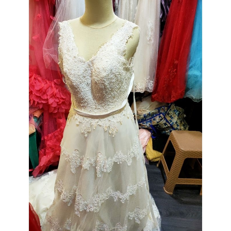 Gaun pengantin polos putih/gaun pengantin cewek