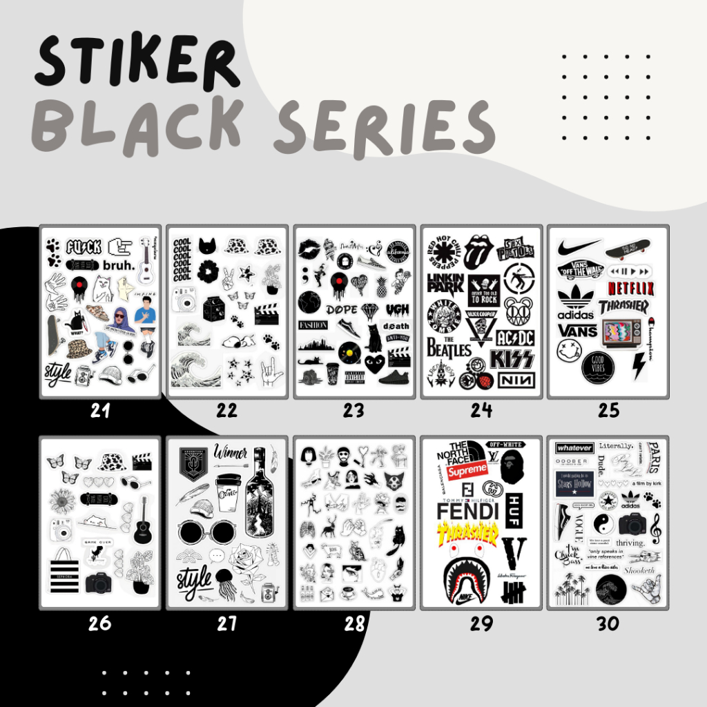 

STIKER PACK BLACK SERIES STIKER BUKU, LAPTOP, IPAD, HP, HELM TUMBLR, DLL