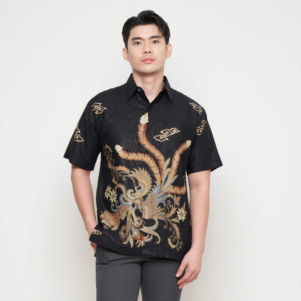 [Krisna Wahyu] Batik Pria Katun Prada Lengan Pendek
