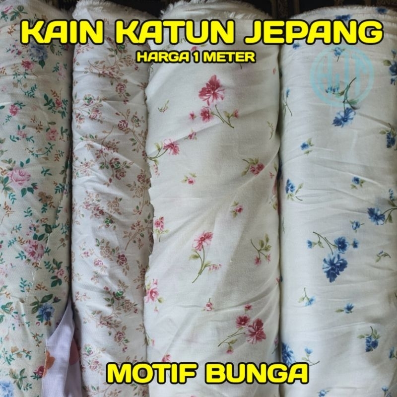 KAIN KATUN JEPANG MOTIF BUNGA | JAPAN DESIGN | HARGA 1 METER