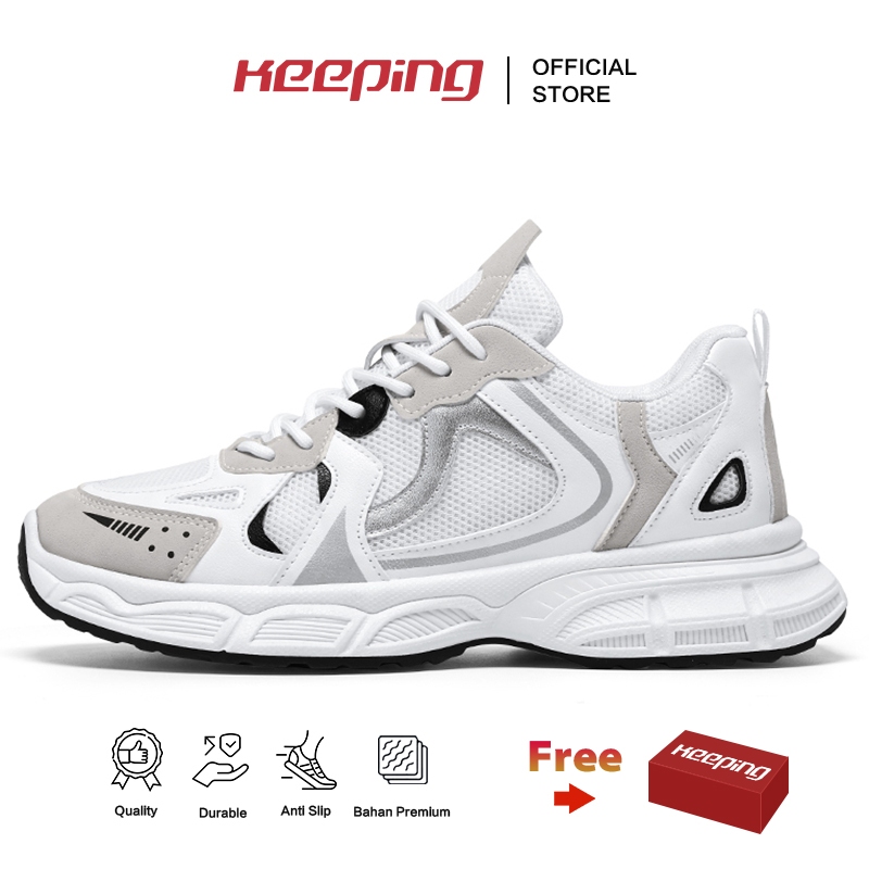 Keeping Sepatu Pria Sepatu Olahraga Putih Sneakers Cowok Jalan Outdoor Casual Sport Shoes KSR725