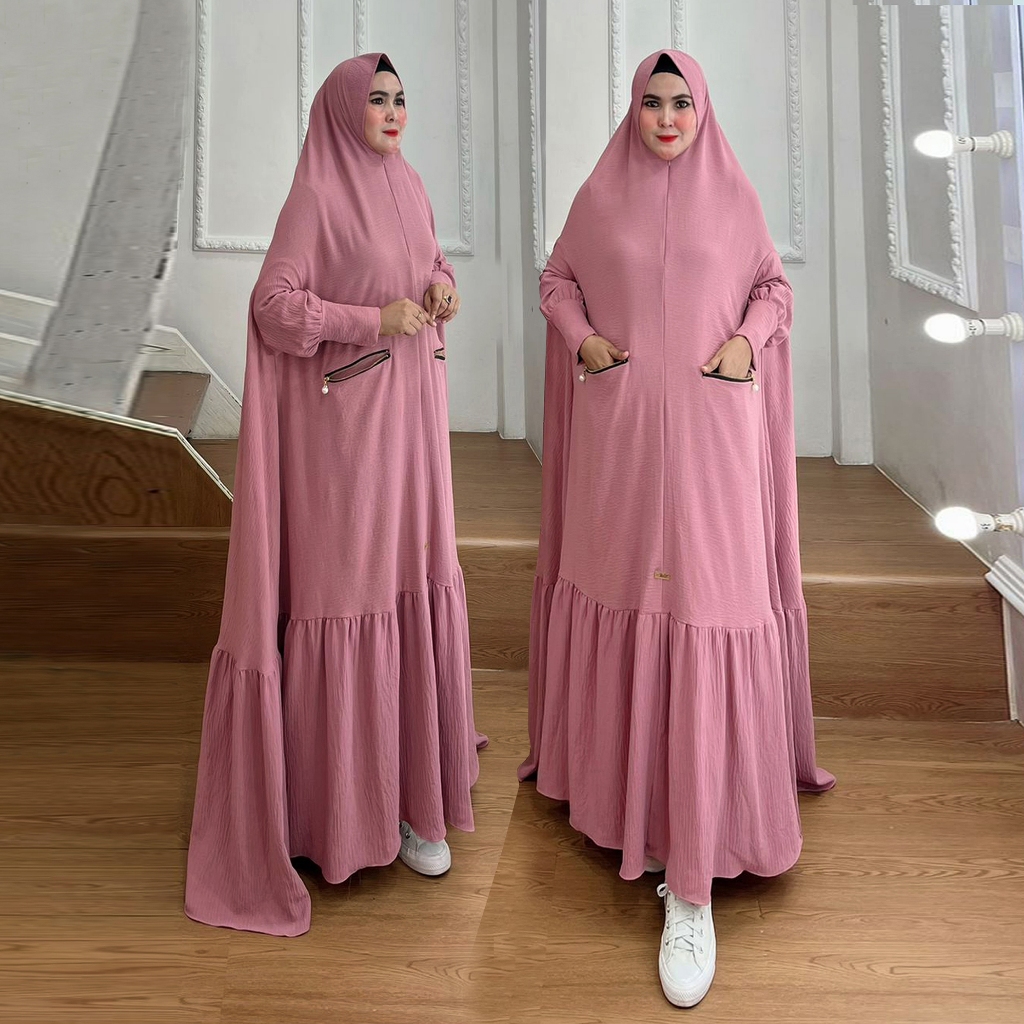 Hijab Syari Kode LONGTING Model Panjang Seperti Gamis Bahan Kringkel Premum By Ory AjeZas Collection