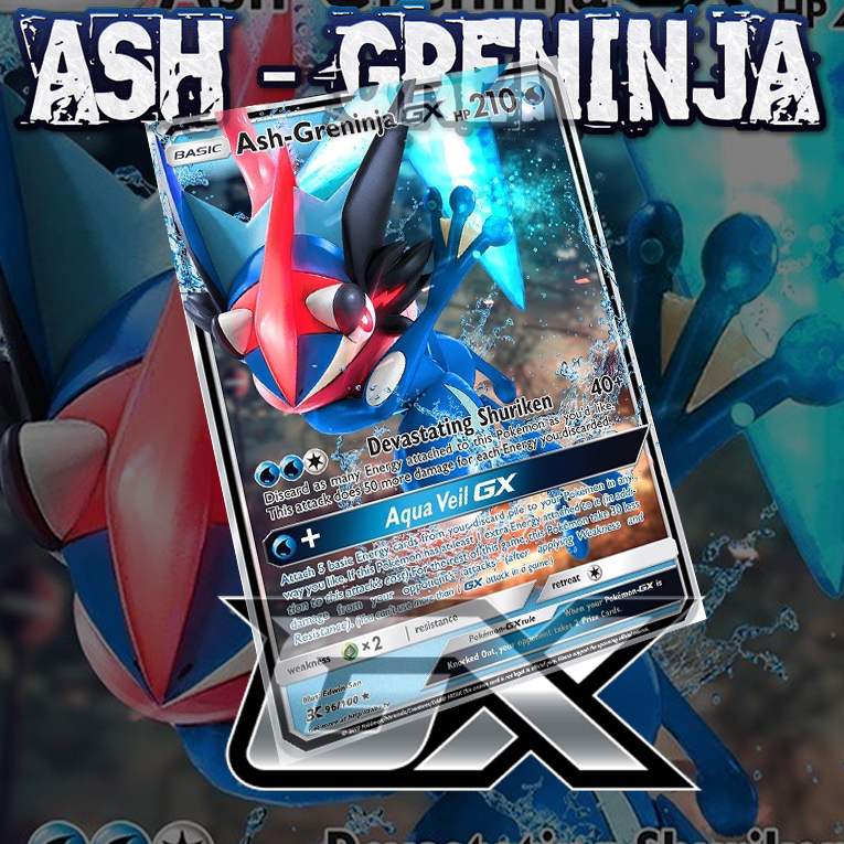 KARTU POKEMON TCG HOLOGRAM ENGLISH VERSION GX - ASH GRENINJA VERSI 2