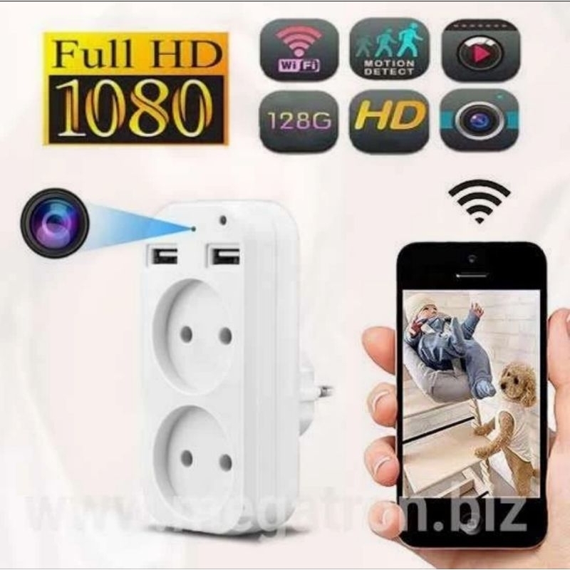 Wifi Spy Camera model Colokan Listrik + USB charger - Bisa pantau lewat HP