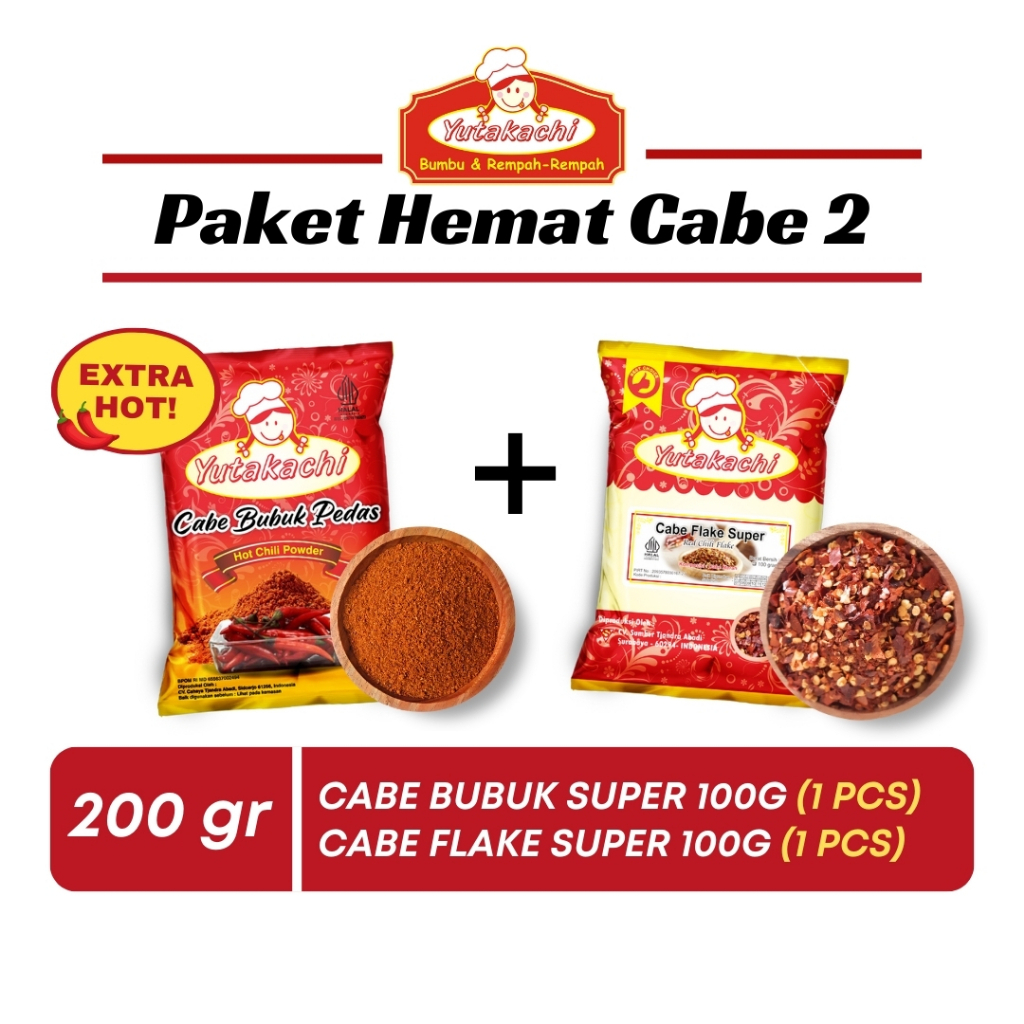 

Bundling Aneka Cabe / Paket Cabe Yutakachi (Cabe Bubuk Pedas, Cabe Bubuk, Cabe Flake / Cabe Kasar)