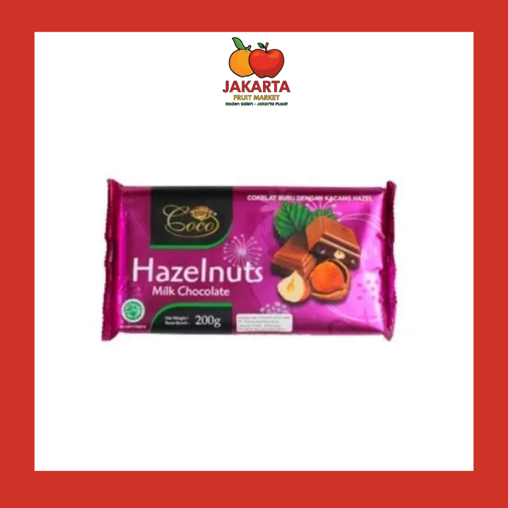 

COCO HAZELNUTS MILK CHOCOLATE 200 GR / COKELAT SUSU DENGAN KACANG HAZEL