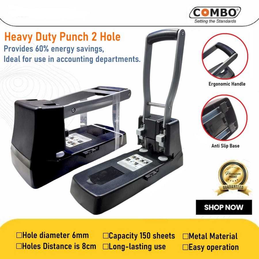 

Heavy Duty Punch 2 Hole / Pembolong Kertas Besar / Pelubang Kertas 150 lembar / Paper Punch 2 Lubang / Perforator CHDP-2150