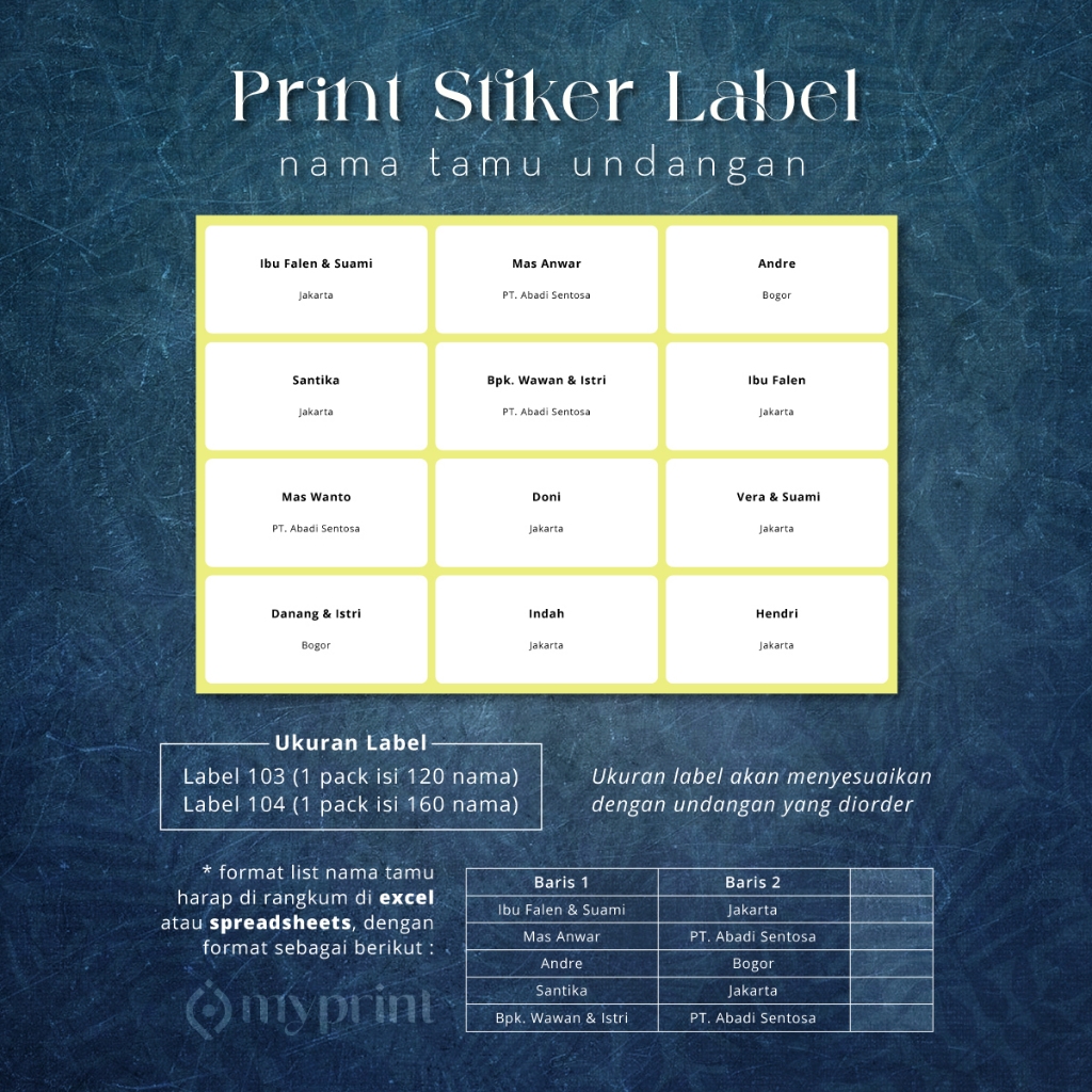 

Print Stiker Label Nama Tamu Undangan / Lebel / Nama Tamu Undangan / Sticker Label - MyPrint