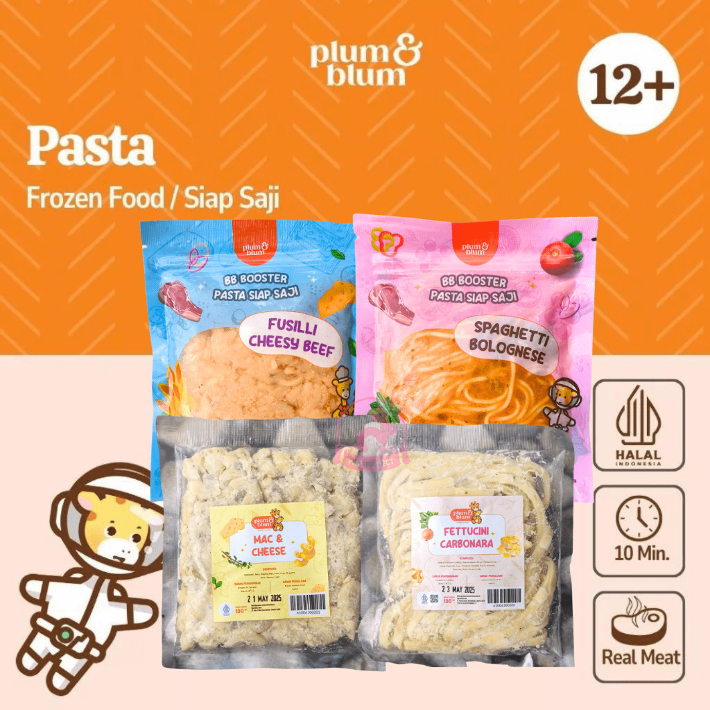 

12+ PLUM&BLUM FROZEN FOOD PASTA ANAK SPAGHETTI FETTUCCINE MAC N CHEESE /PASTA SIAP SAJI